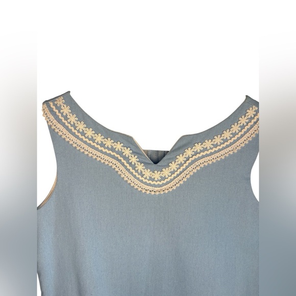 MAGGIE BREEN A-line Dress w Decorative Trim- Blue-NWT Girls 7 Made in USA - Picture 5 of 5